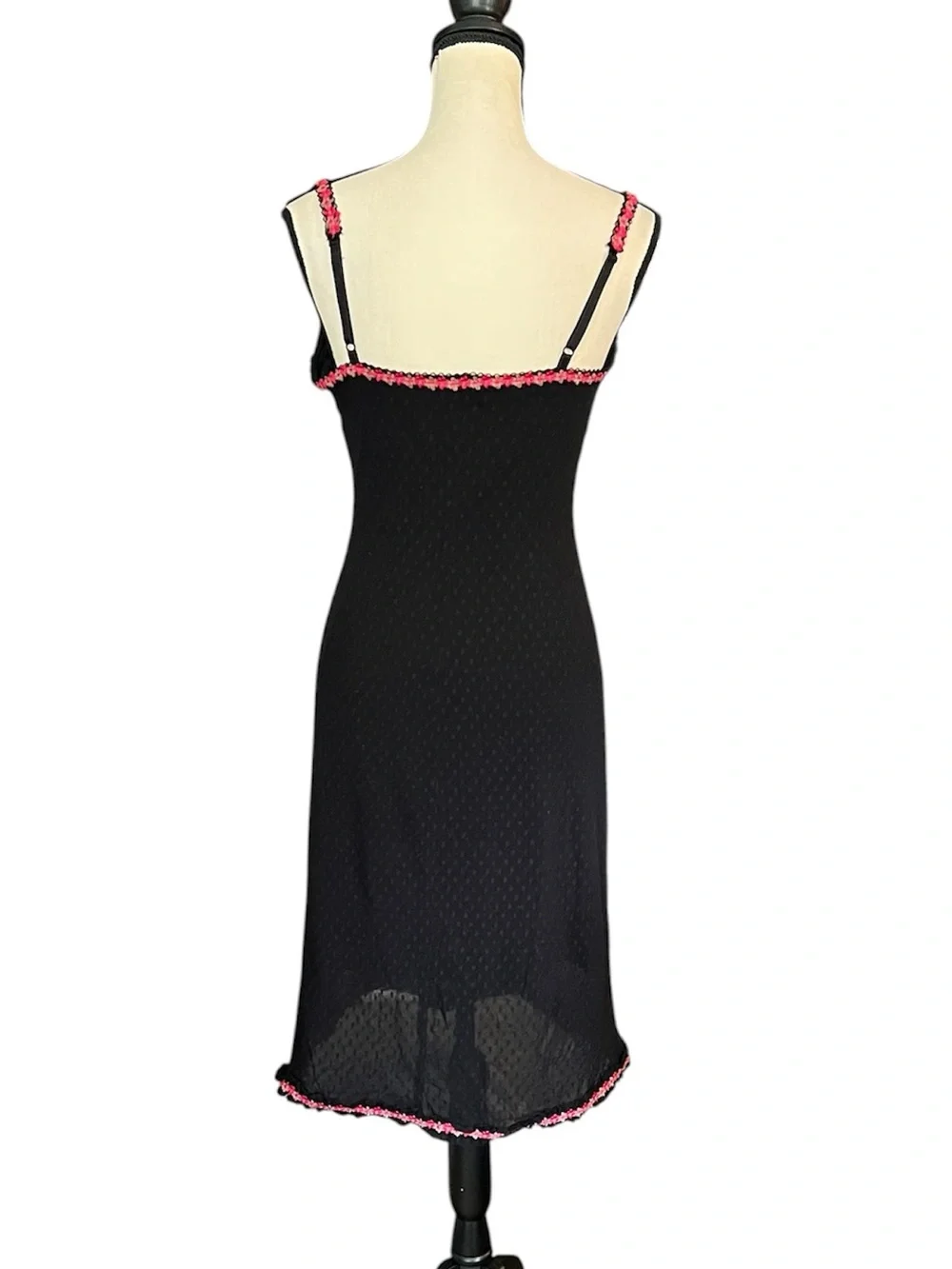 🚫SOLD🚫 Vintage Betsey Johnson New York Sheer Swiss Dot Mesh Floral Slip Dress - Picture 11 of 13